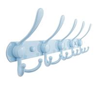 Dseap Coat Rack Wall Mounted - 5 Tri Hooks, Heavy Duty, Stainless Steel, Metal Coat Hook Rail for Coat Hat Towel Purse Robes Mudroom Bathroom Entryway, Blue