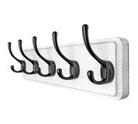 Dseap Coat Rack Wall: Patented, Heavy-duty, 5-double-hooks Wooden Wall Mounted Coat Rack Coat Hanger Hook Rail for Winter Coats Hat Jacket Clothing, White & Black