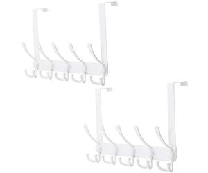 Dseap Over the Door Hook Hanger - 5 Tri Hooks, Heavy Duty Over the Door Towel Rack Coat Rack for Clothes Hat Towel, White, 2 Packs