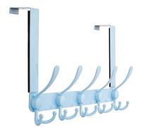 Dseap Over The Door Hook Hanger - Fits 35mm to 45mm Doors | 5 Tri Hooks Heavy Duty Towel/Coat Rack | Door Organizer for Clothes, Jackets, Hats, Towels, Blue