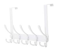 Dseap Over The Door Hook Hanger - Fits 35mm to 45mm Doors | 5 Tri Hooks Heavy Duty Towel/Coat Rack | Door Organizer for Clothes, Jackets, Hats, Towels, White