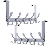 Dseap Upgraded Over Door Hook | Fits 3.5-4.5cm Doors, Easy Install Heavy-Duty Stainless Steel | 5 Triple Hooks Door Hanger Rack | Damage-Free for Coats Bags Towels, Chromed, Pack of 2