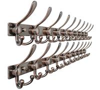 Dseap Wall Coat Rack 94cm - Heavy Duty 300% Thicker, Modern Stainless Steel, 10-Triple-Hooks Coat Hanger for Entryway Closet, Antique Copper, Pack of 2