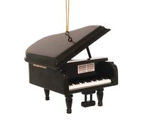 Dselvgvu 3.15" Wooden String Miniature Grand Piano Hanging Ornament Mini Musical Instrument Replica Music Birthday Gifts Holiday Tree Home Decoration Display Ornament Model (Black, 3.15" Piano)