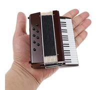 Dselvgvu Miniature Accordion with Case Mini Musical Instrument Accordion Replica Collectible Figurines Dollhouse Accessories Model Home Decoration Display Ornament (Red, 4.06"x3.53"x1.56")