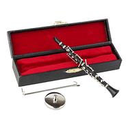 Dselvgvu Miniature Clarinet with Stand and Case Mini Musical Instrument Clarinet Replica Collectible Figurines Dollhouse Accessories Model Home Decoration Display Ornament (5.24")