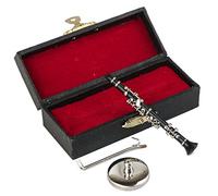 Dselvgvu Miniature Clarinet with Stand and Case Mini Musical Instrument Clarinet Replica Collectible Figurines Dollhouse Accessories Model Home Decoration Display Ornament (3.11")