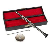 Dselvgvu Miniature Clarinet with Stand and Case Mini Musical Instrument Clarinet Replica Collectible Figurines Dollhouse Accessories Model Home Decoration Display Ornament (7.28")