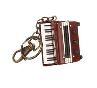 Dselvgvu Miniature Musical Instrument Keychain with Case Mini Collectible Figurines Replica Key Ring Christmas Birthday Gifts (1.69" Red Accordion Keychain)