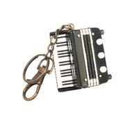 Dselvgvu Miniature Musical Instrument Keychain with Case Mini Collectible Figurines Replica Key Ring Christmas Birthday Gifts (1.69" Black Accordion Keychain)