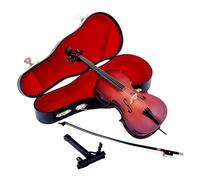 Dselvgvu Wooden Miniature Cello with Stand, Bow and Case Mini Musical Instrument Cello Replica Collectible Figurines Dollhouse Accessories Model Home Decoration Display Ornament (8.07"x2.87"x0.91")