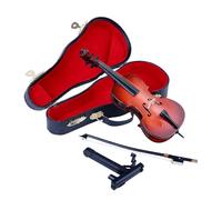 Dselvgvu Wooden Miniature Cello with Stand, Bow and Case Mini Musical Instrument Cello Replica Collectible Figurines Dollhouse Accessories Model Home Decoration Display Ornament (6.31"x2.21"x0.67")