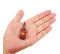Dselvgvu Wooden Miniature Violin with Stand, Bow and Case Mini Musical Instrument Violin Replica Dollhouse Accessories Decoration Collectible Figurines Display Ornament Model (2.36"x0.83"x0.43")