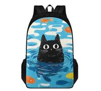 Dserfgiu Cat Backpack 17 Inch Durable Boys School Backpack with Stretchy Side Pockets & Adjustable Straps Bookbag for The Start of First Grade of Elementary School