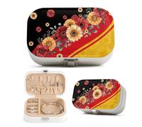 Dserfgiu Deutschland Flag Jewelry Box Germany Pride Jewlery Organizer with Compartment,Hooks & Stretchy Pounch Necklace Box Storaging Rings,Earrings,Watches Bracelet Holder for Braid,Family