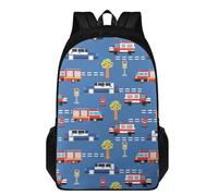 Dserfgiu Fire Truck Backpack 17 Inch Durable Boys School Backpack with Stretchy Side Pockets & Adjustable Straps Bookbag for The Start of First Grade of Elementary School