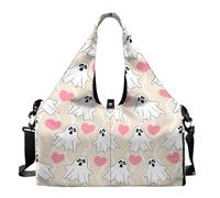 Dserfgiu Ghost Gym Bag Women Halloween Workout Bag with Shoe Compartment, Wet Pocket,Travel Tote Bag with Mat Carrier, Waterproof Overnight Bag Carry On Weekender