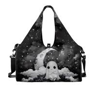 Dserfgiu Ghost Travel Carry On Bag for Women with Yoga Mat Holder Strap, Halloween Gym Duffle Bag with Shoes Compartment, Wet Pocket, Gym Backpack Carring Workout Stuff Accessories