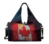 Dserfgiu Gym Sports Duffle Bag with Shoe Compartment, Wet Dry Storage Pockets, Canadian Flag Mens Travel Bag Yoga Mat Portable Weekender Bags for Camping Fishing Cycling