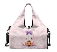 Dserfgiu Halloween Small Duffle Bag for Women, Waterproof Ghost Gym Bag with Detachable Strap, Shoe Pocket, Double Zipper Carry On Duffel Bag for Office Weekend