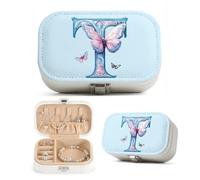 Dserfgiu Letter t Jewelry Box Jewlery Organizer for Women with Compartment,Hooks & Stretchy Pounch Necklace Box Storaging Rings,Earrings,Watches Bracelet Holder for Braid,Family