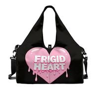 Dserfgiu Mini Duffle Bag with Carriers, Frigid Heart Fits All Stuff Duffel Bag Women with Shoe Compartment, Inner Pocket, Double Zipper Weekender Bag for Single Person