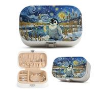 Dserfgiu Penguin Jewelry Box Jewlery Organizer with Compartment,Hooks & Stretchy Pounch Necklace Box Storaging Rings,Earrings,Watches Bracelet Holder for Braid,Family