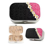 Dserfgiu Snake Print Jewelry Box Hibiscus Jewlery Organizer with Compartment,Hooks & Stretchy Pounch Necklace Box Storaging Rings,Earrings,Watches Bracelet Holder for Braid,Family