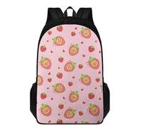 Dserfgiu Strawberry Backpack 17 Inch Durable Girls School Backpack with Stretchy Side Pockets & Adjustable Straps Bookbag for The Start of First Grade of Elementary School