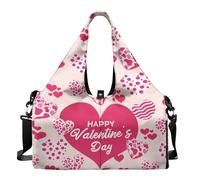 Dserfgiu Valentine Heart Women Tote Bag Carrying Workout Gear, Makeup Accessories, Gym Duffle Bag with Yoga Mat Holder, Shoe Compartment, Wet Dry Storage Pockets Backpack for Travel