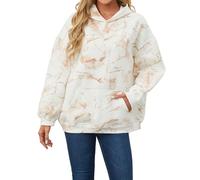 Dsewpaur Camo Fleece Hoodie For Men Women Long Sleeve Drop Shoulder Oversized Hooded Sweatshirt Pullover With Pocket, 04beige, Medium