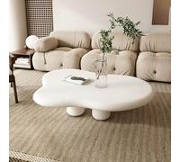 DSEWTEZXI Cloud Shape Large Coffee Table For Living Room,White Farmhouse Coffee Table,modern Living Room Center Table,unique Coffee Table For Bedroom,minimalist Coffee Table,Smooth Edge.
