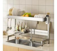 DSEWTEZXI Single layer dish racks dishrack, Adjustable width For storage organization, kitchen sink the over counter for drainers rack, over the sink dish drying rack, Space-Saving,Large capacity.