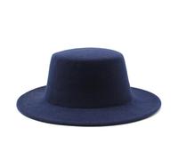 DSFDFDG Autumn Winter Felted Hats For Boys Girls Flat Top Jazz Caps Formal Dress(DEEP BLUE)