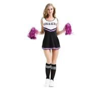 DSFDFDG Cheerleader Uniform Ultimate Cheerleading Attire for Dynamic Team Performances Premium Uniforms Crafted for High-Impact Routines Unstoppable Spirit For Cosplay Party Costume(Black,XL)