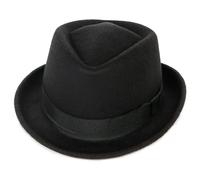 DSFDFDG Classic Men's Hat Solid Winter Short Sleeve Jazz Top Hats Black Gentleman Felt Cap(Black)