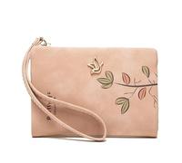 DSFDFDG Fashion Fresh Flower Small Wallet Women Soft Leather Ladies Purses Short Female Girl with Wristlet(Pink)