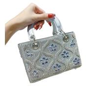 DSFDFDG Handmade Light Luxury Women Evening Bag Handbag Shoulder Crossbody Dinner Bag Shiney Diamond Decoration Women Party Bag For Evening Prom Wedding Party(Silver)
