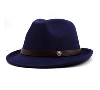 DSFDFDG Simple Men Top Hat For Winter Autumn Elegant Lady Felt Jazz(Dark Blue)