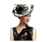 DSFDFDG Wedding Hat Large Sinamay Fascinator Hat Fancy Multicolour Hat Tea Party Flower Headdress Female Top Hat Church Hat For Wedding, Tea Party Hat(Black White)
