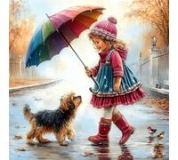 DSFEFV Diamond Painting Kit for Adults,5D Diamond Art Kits for Beginner,Gem Art,Crystal Kits Round Drill for Home Wall Decor Gifts,Women,Men (Dog in the Rain)
