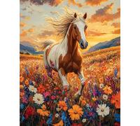 DSFEFV DIY Wooden Framed Paint by Numbers Kits for Adults,Painting Kit on Canvas, Color by Numbers Acrylic,Mini Adult Paint by Number for Home Wall Decor,Gifts (Horse)