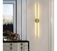 DSFFD LED Long Strip Wall Lights, Modern Simple Aluminum Mounted Indoor Bedside Decoration Light, Background Linear Sconce Lamp, for Bedroom Living Room Corridor Stairs,Gold a,80CM