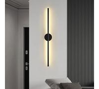 DSFFD LED Long Strip Wall Lights, Modern Simple Aluminum Mounted Indoor Bedside Decoration Light, Background Linear Sconce Lamp, for Bedroom Living Room Corridor Stairs,Black a,80CM