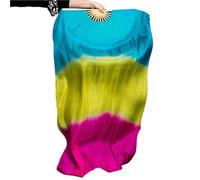 DSFIHJO 1 Pair(Left+Right) Real Silk Belly Dance Fan Veil .8m For Women(Color 5,150cmX90cm)