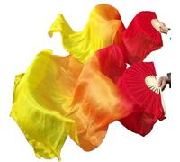 DSFIHJO 1 Pair Left Right Silk Belly Dance Fan Veil Women Long Fans Veils For Praise Dancing Performance(Color 12,150cm 1pair)