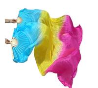 DSFIHJO 1 Pair Left Right Silk Belly Dance Fan Veil Women Long Fans Veils For Praise Dancing Performance(Color 14,180cm 1pair)