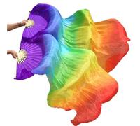 DSFIHJO 1 Pair Left Right Silk Belly Dance Fan Veil Women Long Fans Veils For Praise Dancing Performance(Color 11,150cm 1pair)