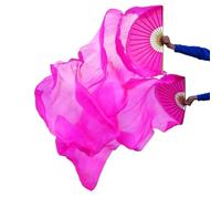 DSFIHJO 1 Pair Real Silk Belly Dance Veils Classic Size Fan Veil Dancer Preformance Show(Color 11,S-120x90cmReal Silk)