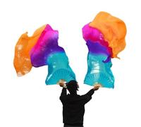 DSFIHJO 1 Pair Real Silk Belly Dance Veils Classic Size Fan Veil Dancer Preformance Show(Color 6,XL-230x90cmReal Silk)